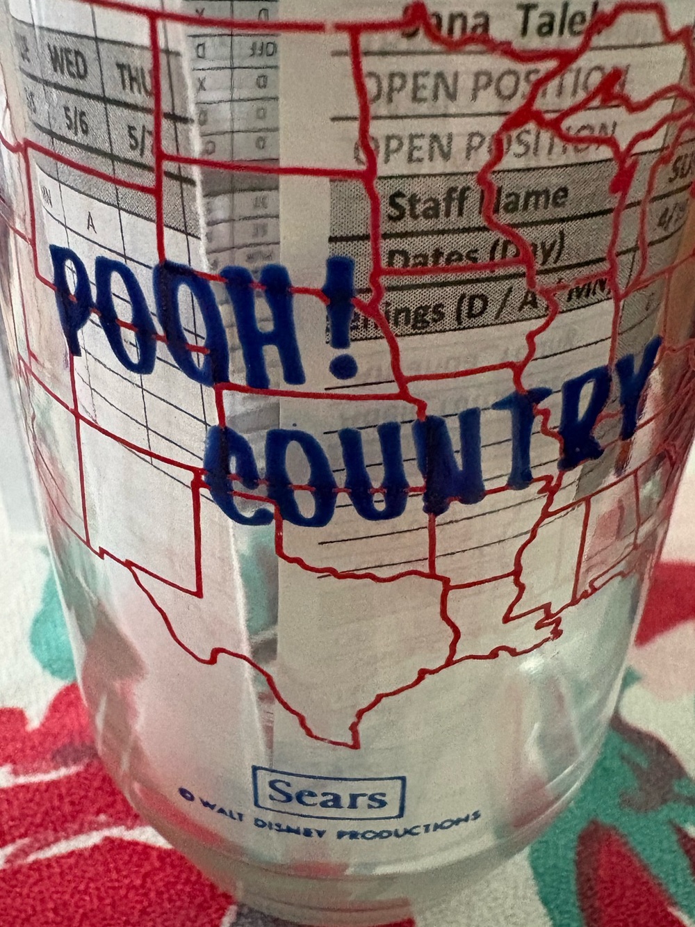 Sears Winnie-the-Pooh Glasses with Yellow & Red Character Print - Picture 3 of 3